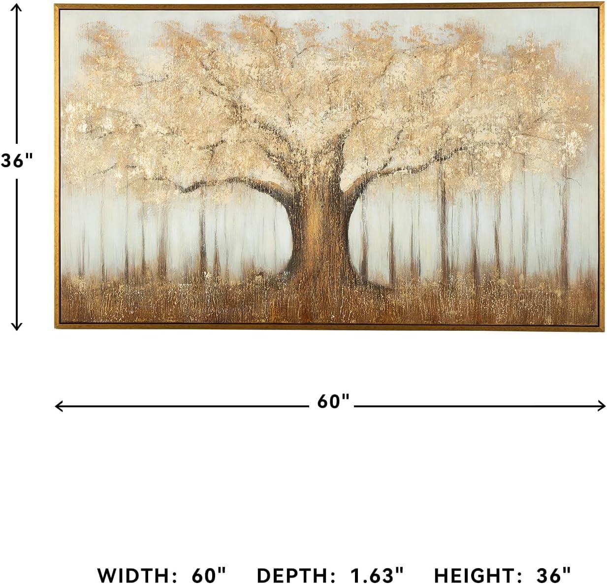 imageSignature Design by Ashley Dalewick Contemporary Hand Painted Tree Wall Art 60 x 36 Inches Metallic amp Light Brown