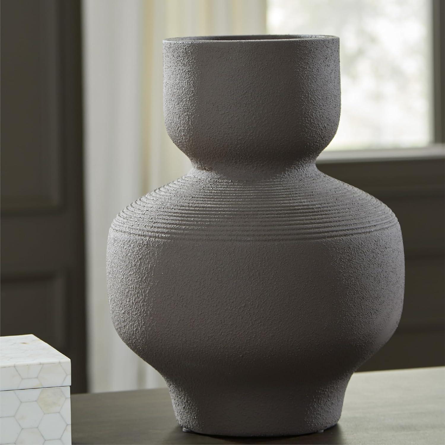 imageSignature Design by Ashley Dalsen Contemporary Vase with Curved Details Dark BrownDark Brown