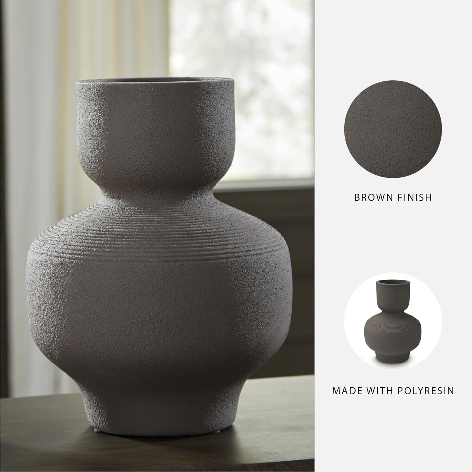 imageSignature Design by Ashley Dalsen Contemporary Vase with Curved Details Dark BrownDark Brown
