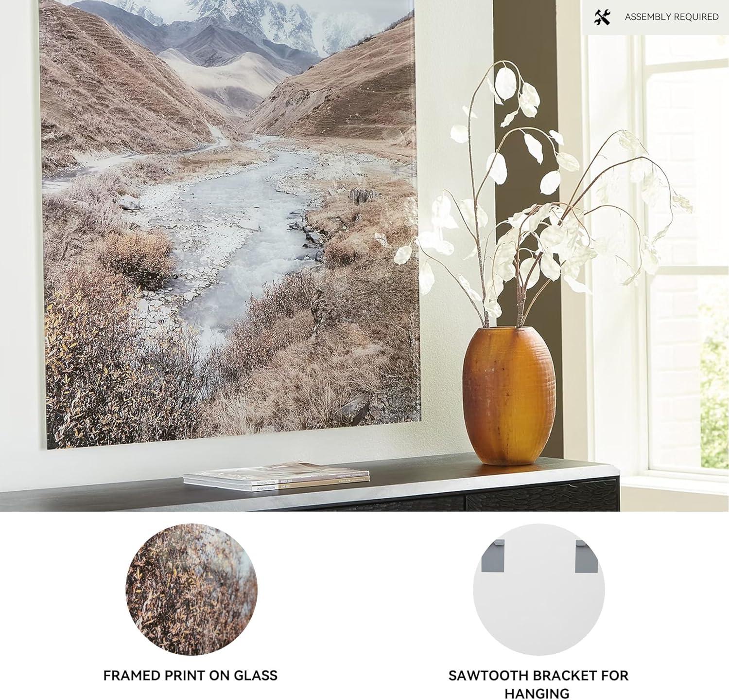 imageSignature Design by Ashley Darinby Classic Prints on Glass Wall Art 36 x 48 Inches Gray amp Light Brown