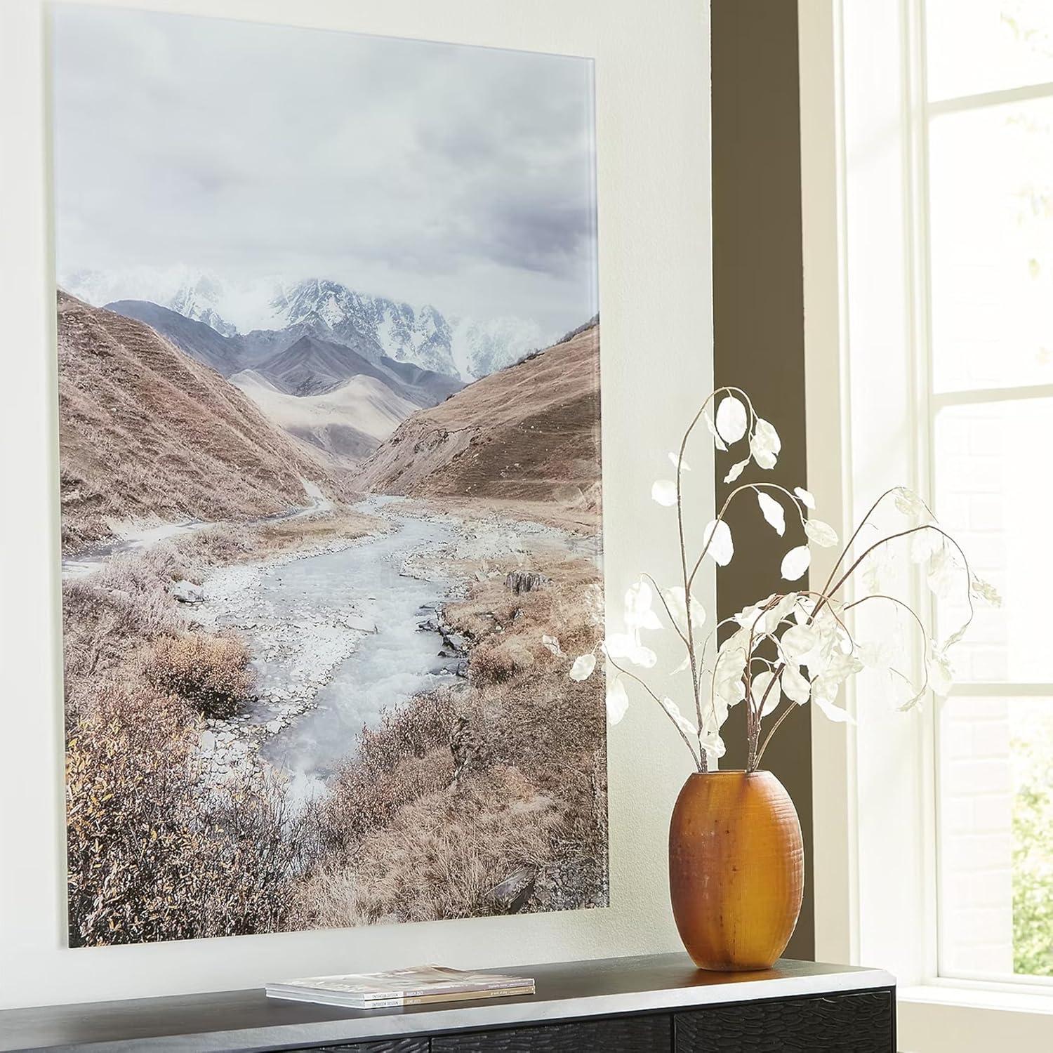 imageSignature Design by Ashley Darinby Classic Prints on Glass Wall Art 36 x 48 Inches Gray amp Light Brown