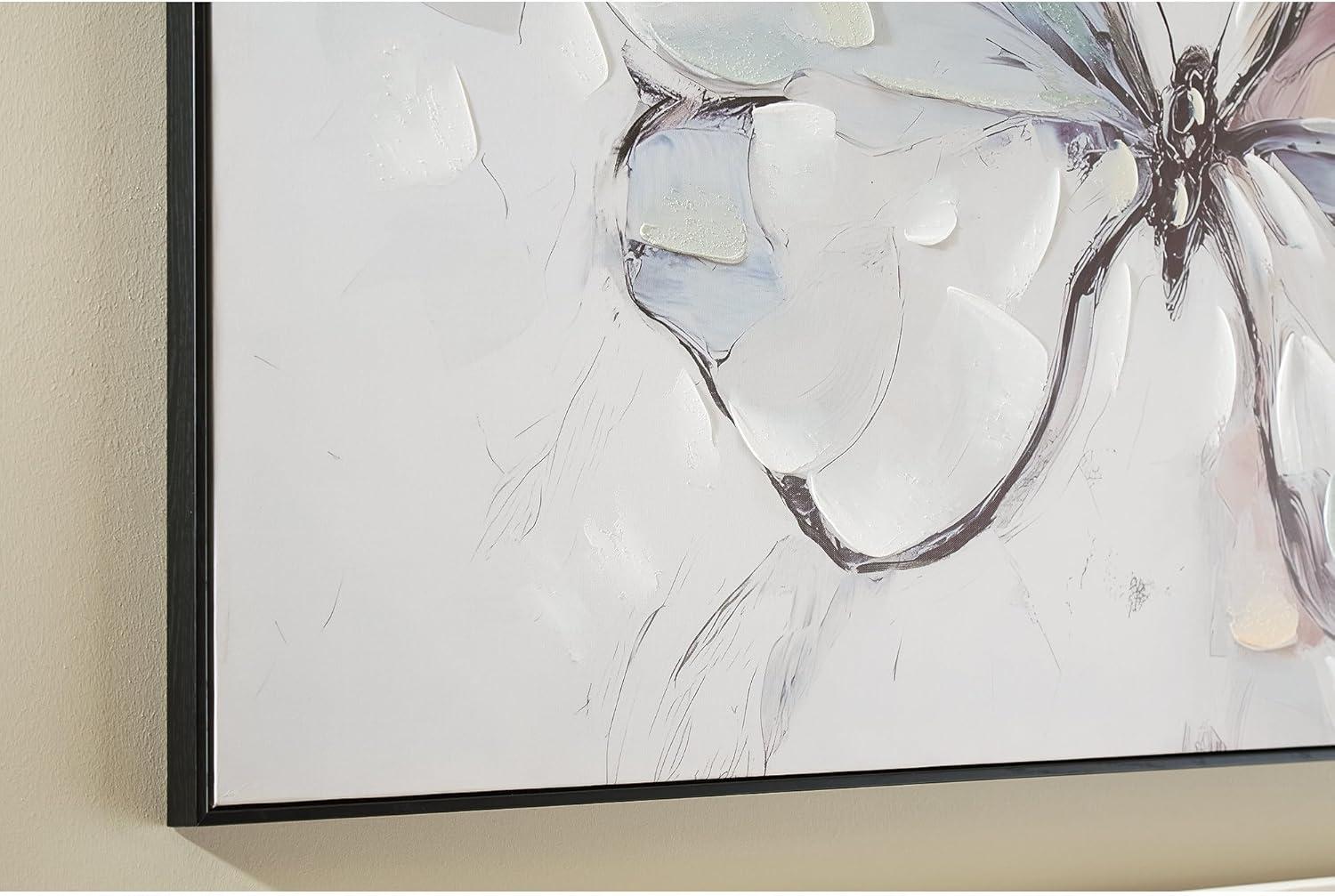 imageSignature Design by Ashley Dashwick Wall Art Large Gallery Wrapped Canvas with Hand Painted Butterfly Black Frame Horizontal Hanging Decor for Living Room Bedroom or Entryway