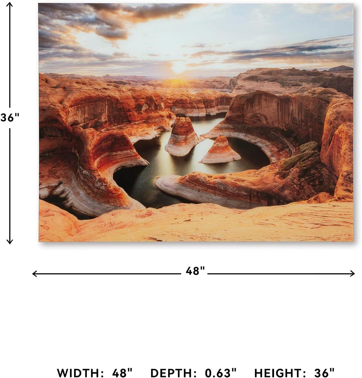 imageSignature Design by Ashley Deemsdon Classic Canyon Rock Glass Wall Art 48 x 36 Inches Blue amp Dark Brown