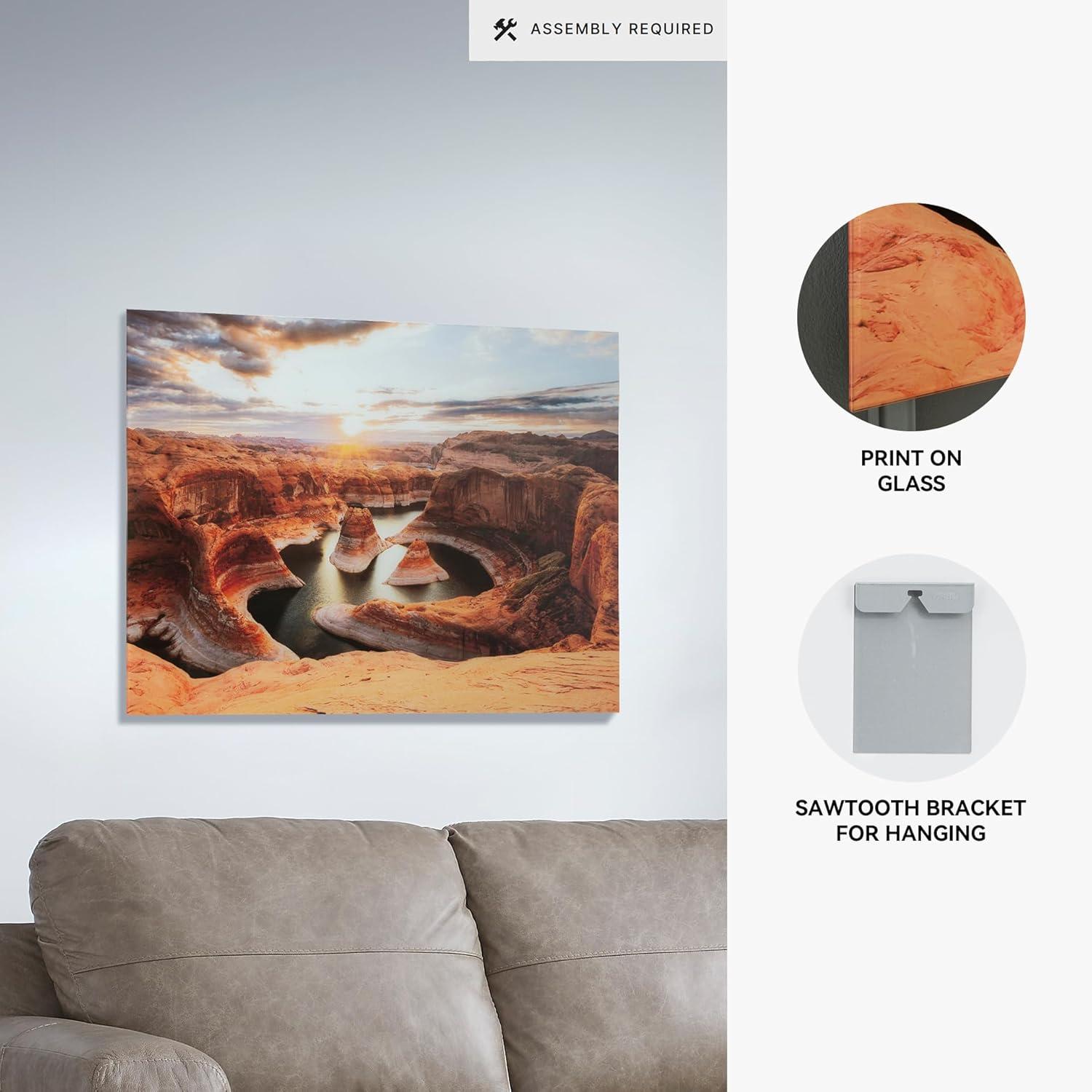 imageSignature Design by Ashley Deemsdon Classic Canyon Rock Glass Wall Art 48 x 36 Inches Blue amp Dark Brown