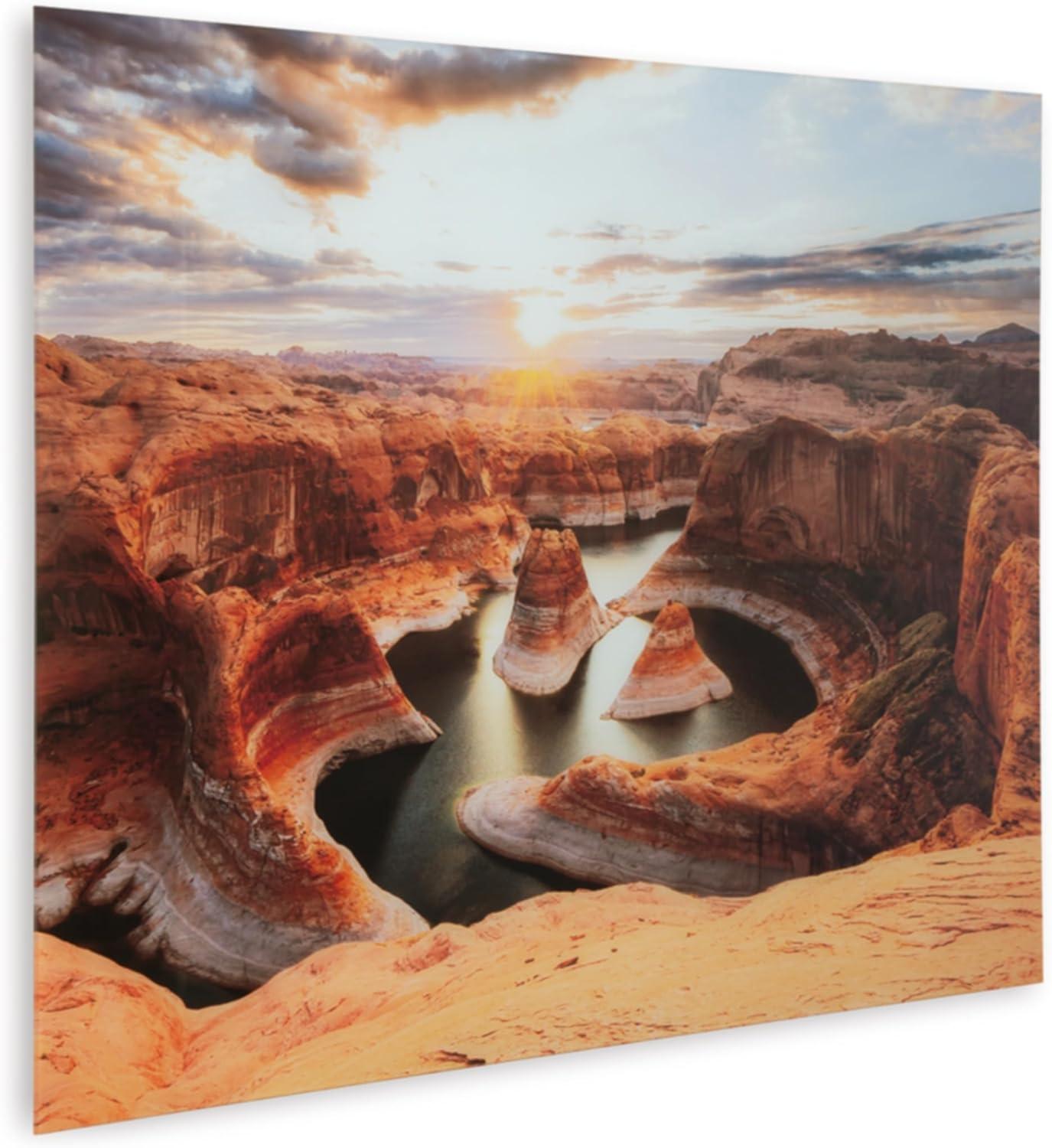 imageSignature Design by Ashley Deemsdon Classic Canyon Rock Glass Wall Art 48 x 36 Inches Blue amp Dark Brown