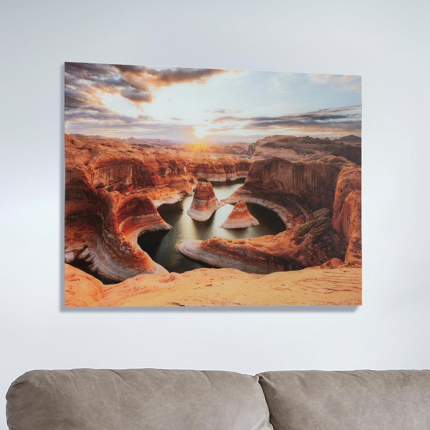 imageSignature Design by Ashley Deemsdon Classic Canyon Rock Glass Wall Art 48 x 36 Inches Blue amp Dark Brown