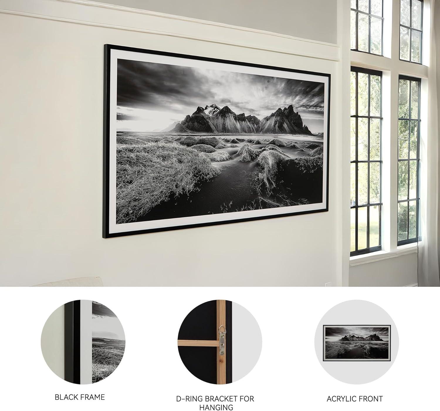 imageSignature Design by Ashley Delstone Contemporary Rectangular Landscape Framed Print Wall Art 87 x 46 Inches Black amp White