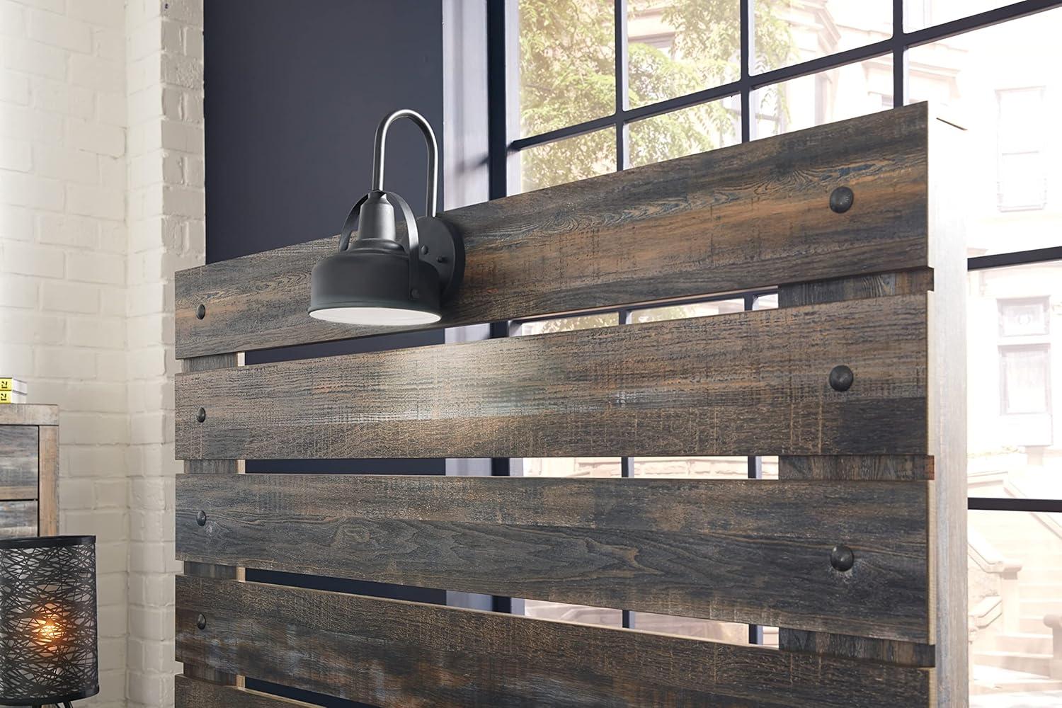 imageSignature Design by Ashley Drystan Rustic Full Bookcase Bed with 2 Storage Drawers and LED Light Foundation or Box Spring Needed Dark Brown amp GrayFull