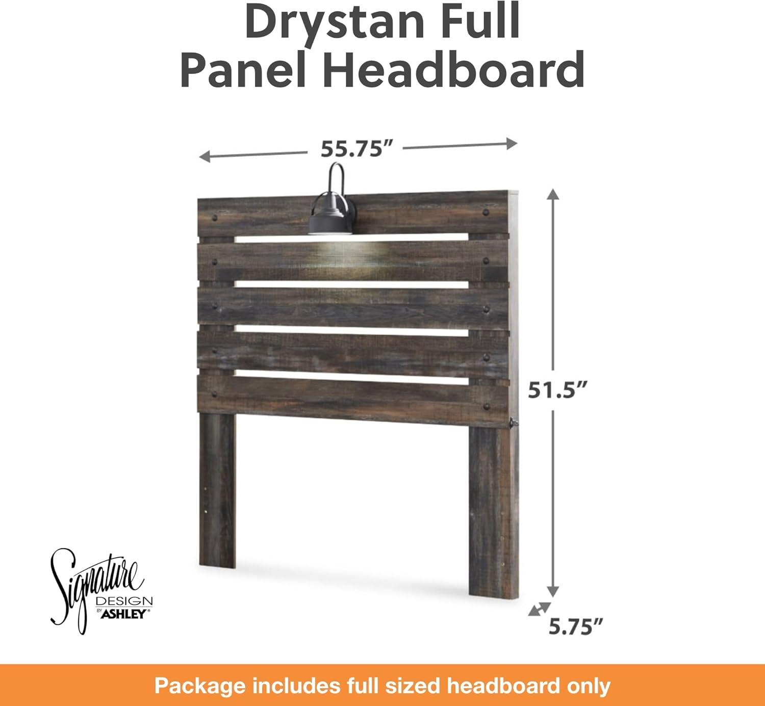 imageSignature Design by Ashley Drystan Rustic Full Bookcase Bed with 2 Storage Drawers and LED Light Foundation or Box Spring Needed Dark Brown amp GrayFull