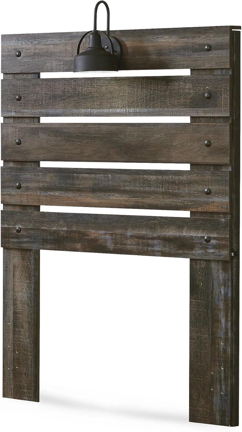 imageSignature Design by Ashley Drystan Rustic Full Bookcase Bed with 2 Storage Drawers and LED Light Foundation or Box Spring Needed Dark Brown amp GrayTwin
