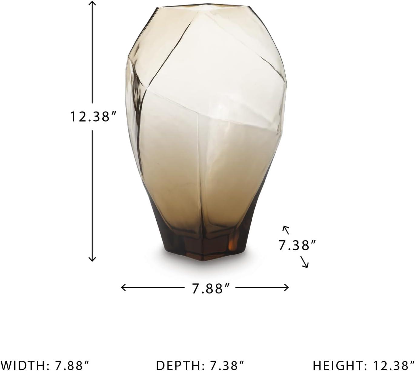 imageSignature Design by Ashley Ewart Vase Blown Glass Vase with Sculptural Form Light Brown Finish for Fresh Florals and Contemporary Centerpieces 788 W x 738 D x 1238 H