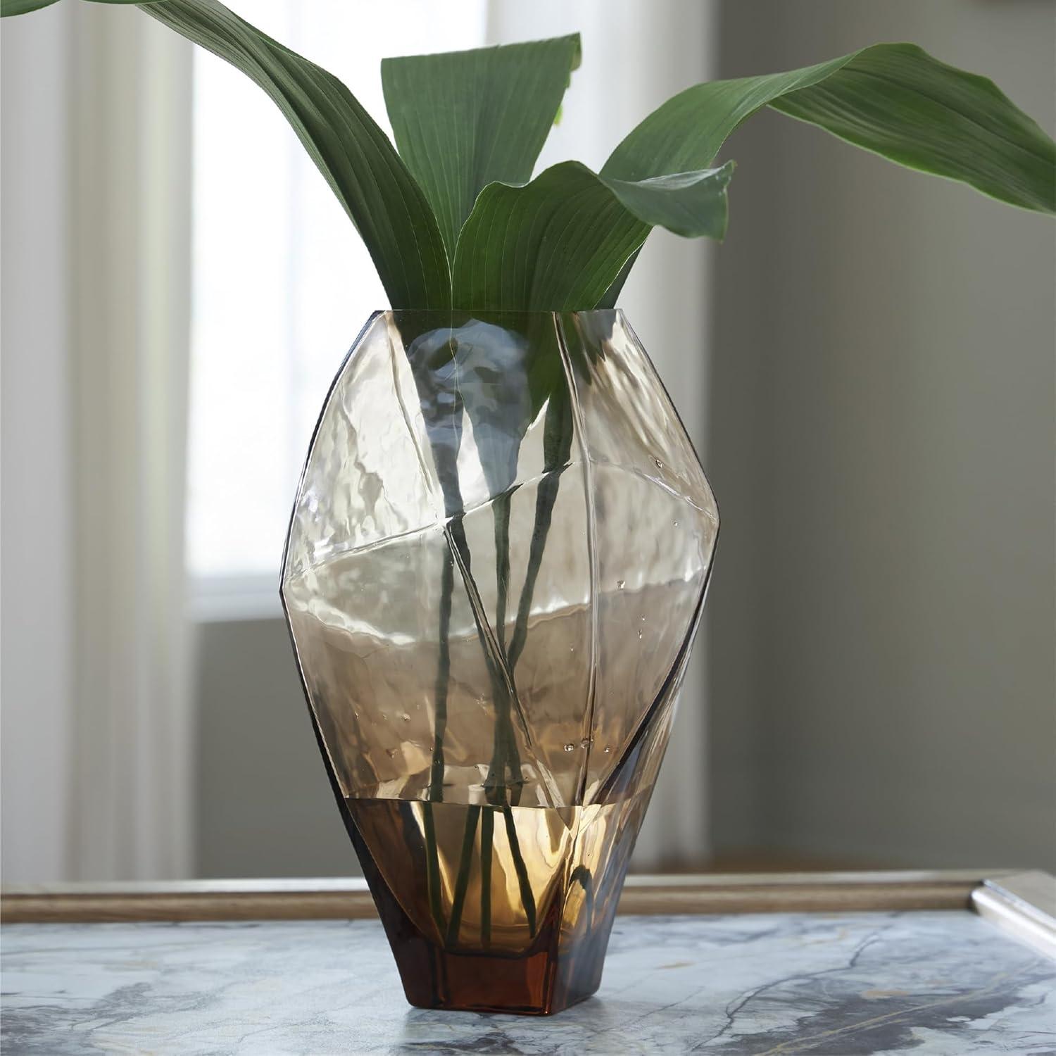 imageSignature Design by Ashley Ewart Vase Blown Glass Vase with Sculptural Form Light Brown Finish for Fresh Florals and Contemporary Centerpieces 788 W x 738 D x 1238 H