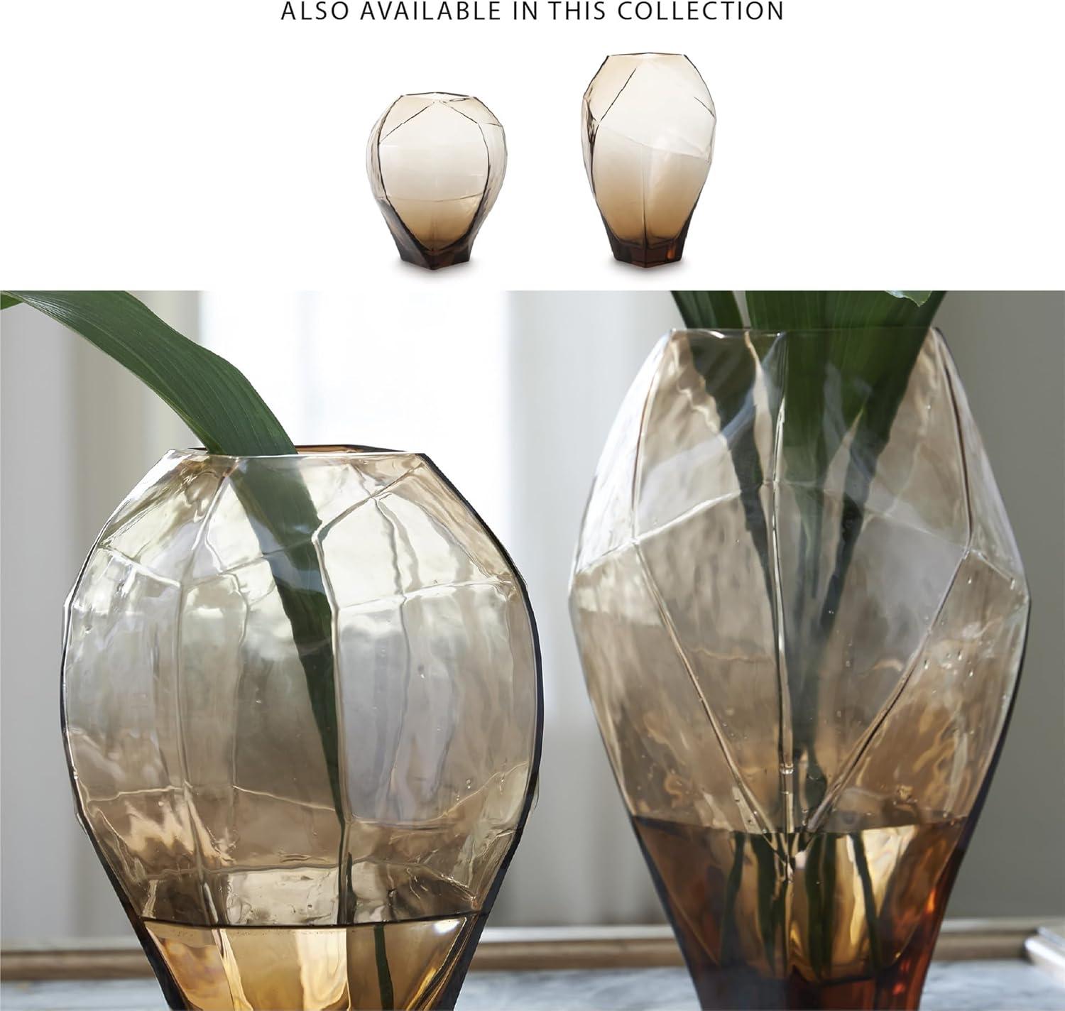 imageSignature Design by Ashley Ewart Vase Blown Glass Vase with Sculptural Form Light Brown Finish for Fresh Florals and Contemporary Centerpieces 788 W x 738 D x 1238 H