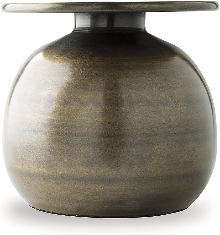 imageSignature Design by Ashley Fedorleigh Vase Metal Decor with Antiqued BrassTone Finish for Faux Florals and Modern Minimalist Styling Sculptural Accent for Tabletops 11 H