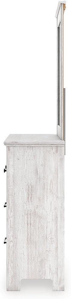 imageSignature Design by Ashley Fenderport Bedroom Dresser with Mirror Casual Cottage Storage Engineered Wood with Replicated Oak Grain Natural Brown FinishWhitewash
