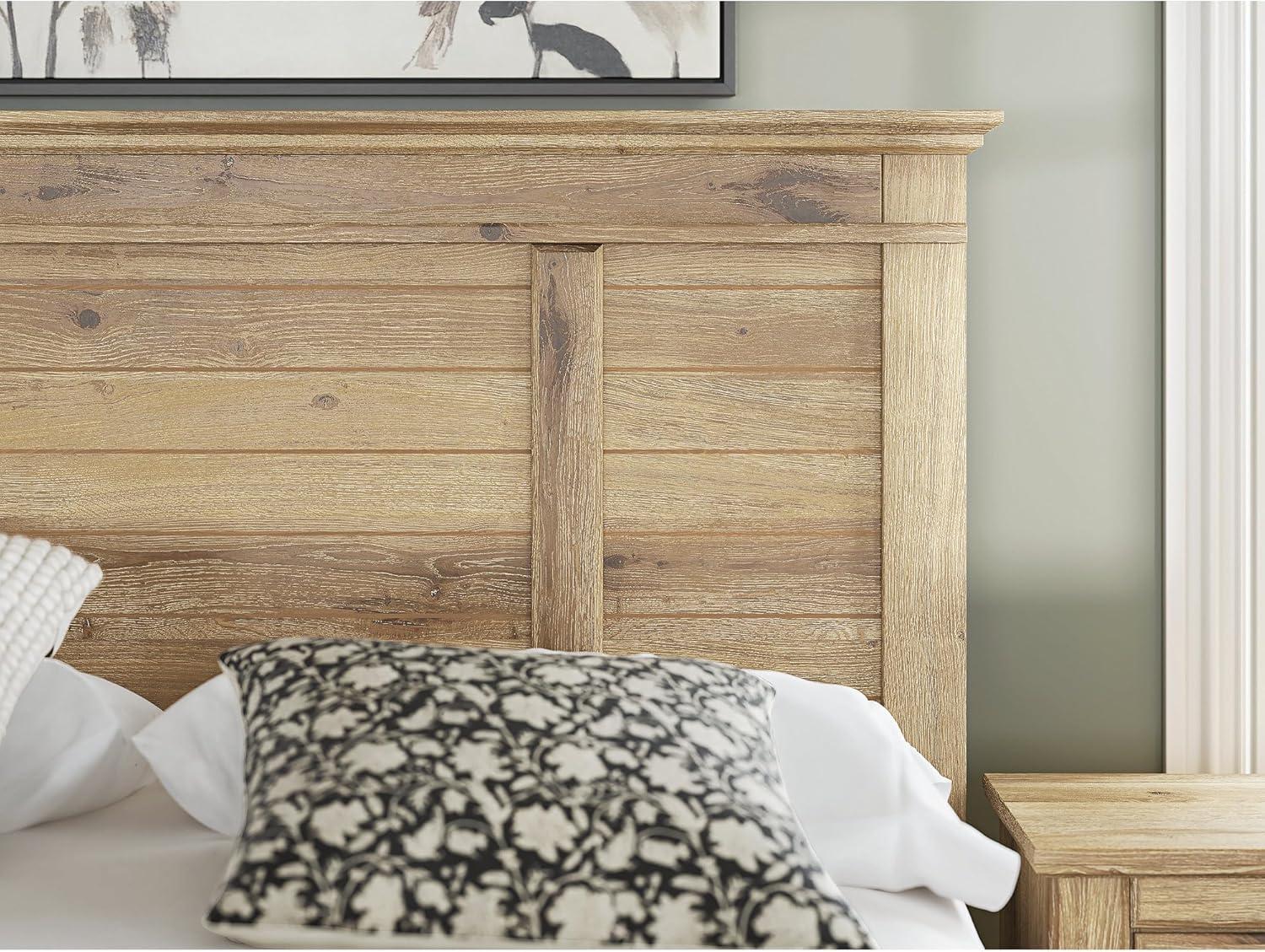 imageSignature Design by Ashley Fenderport Full Bed Frame with Panel Headboard and Footboard Cottage Bedroom Style for Guest Rooms and Teens Natural Brown