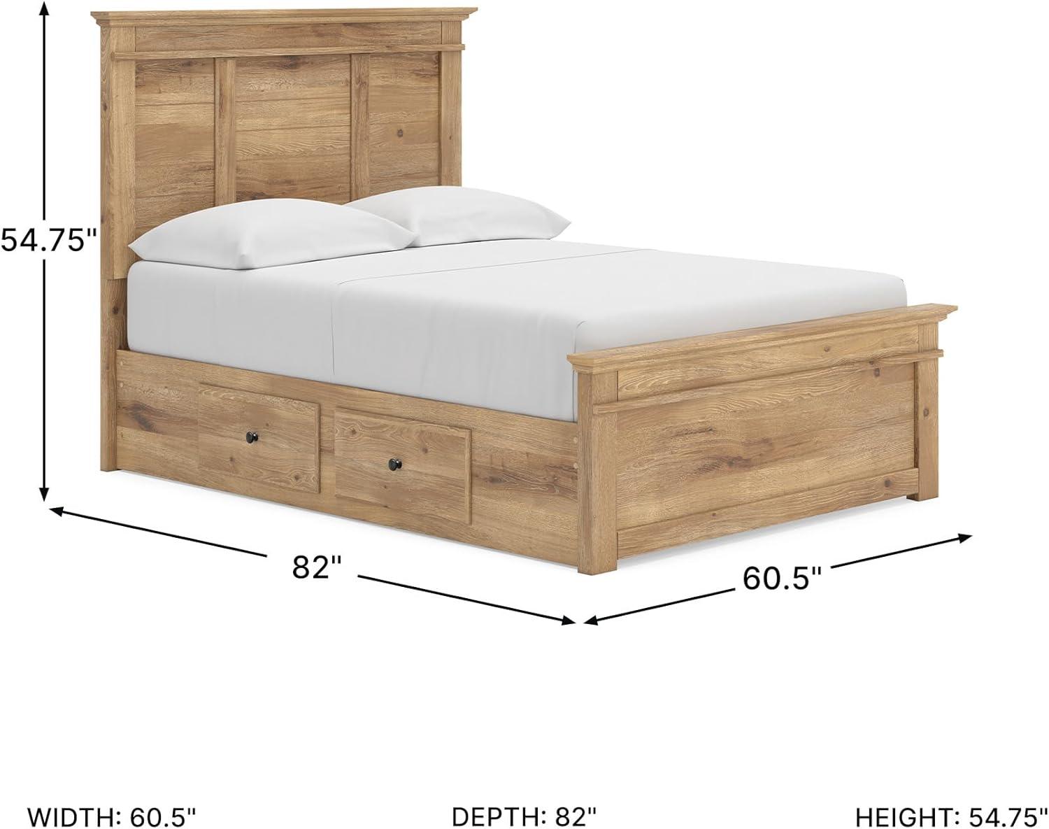 imageSignature Design by Ashley Fenderport Full Bedframe with Headboard and 2 Storage Drawers Panel Platform Bed CottageInspired Bedroom Furniture Natural Brown