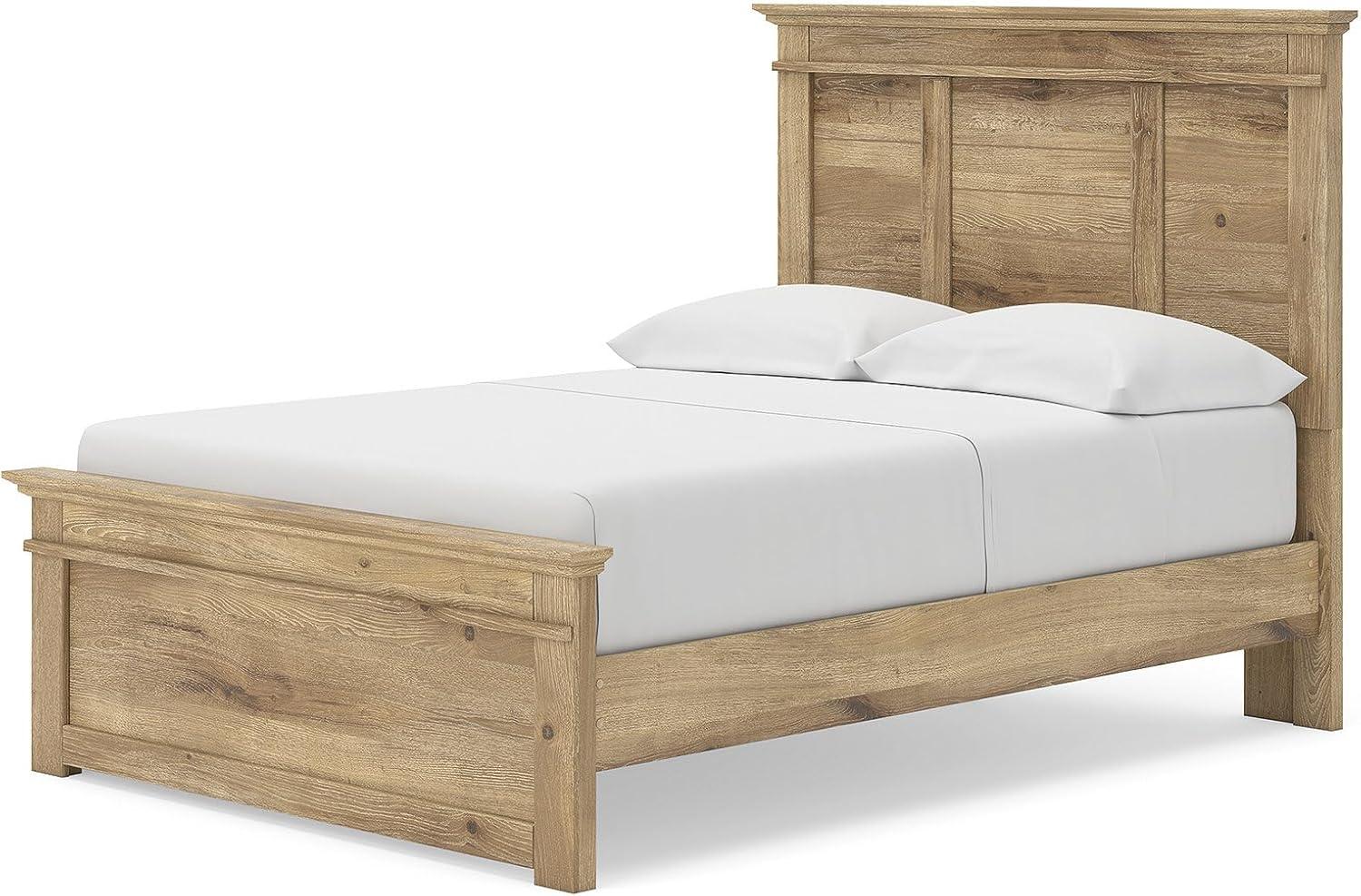 imageSignature Design by Ashley Fenderport Full Bedframe with Headboard and 2 Storage Drawers Panel Platform Bed CottageInspired Bedroom Furniture Natural Brown