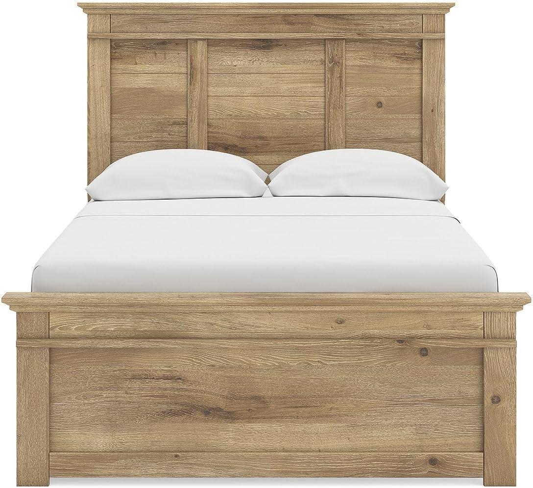 imageSignature Design by Ashley Fenderport Full Bedframe with Headboard and 2 Storage Drawers Panel Platform Bed CottageInspired Bedroom Furniture Natural Brown