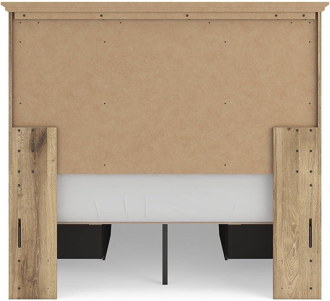 imageSignature Design by Ashley Fenderport Full Bedframe with Headboard and 4 Storage Drawers Panel Platform Bed CottageInspired Bedroom Furniture Natural Brown