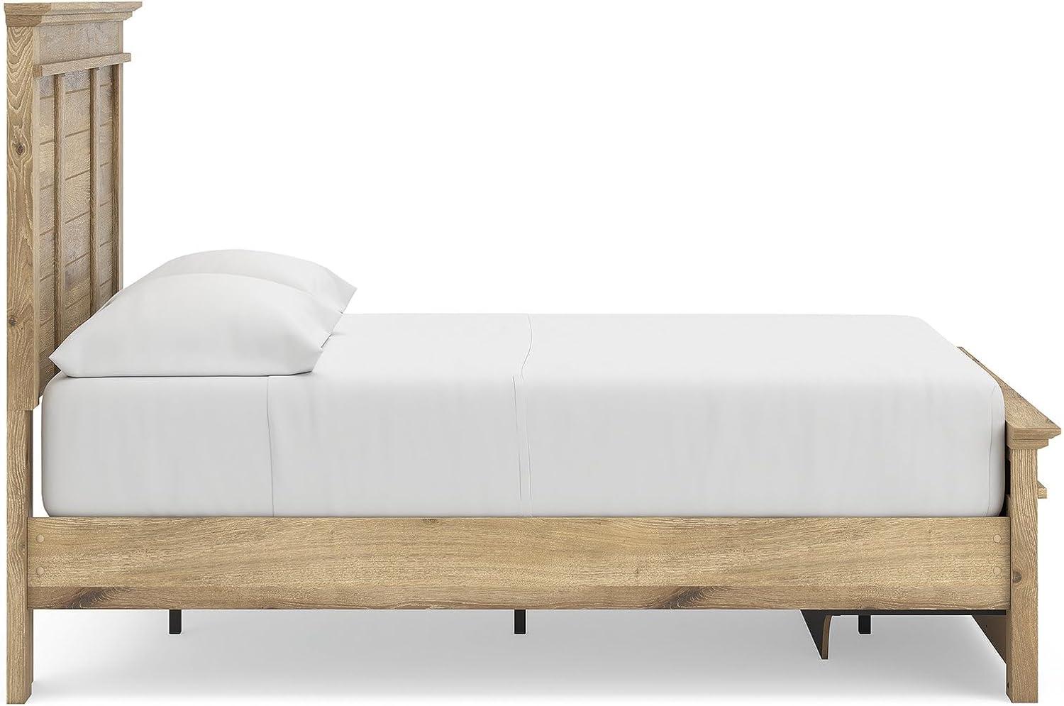 imageSignature Design by Ashley Fenderport Full Bedframe with Storage Drawers Platform Bed with Headboard Cottage Casual Style Bedroom Furniture Natural Brown