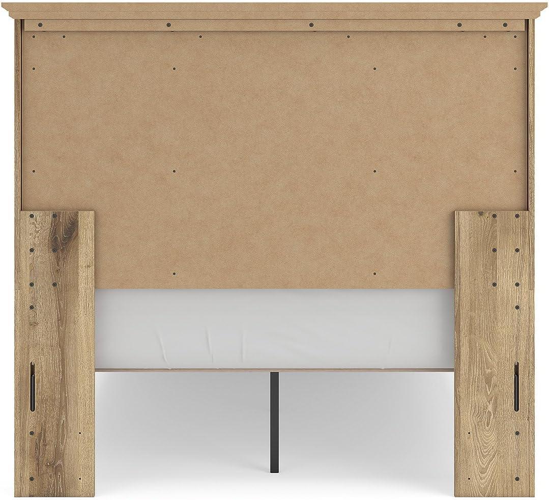 imageSignature Design by Ashley Fenderport Full Bedframe with Storage Drawers Platform Bed with Headboard Cottage Casual Style Bedroom Furniture Natural Brown