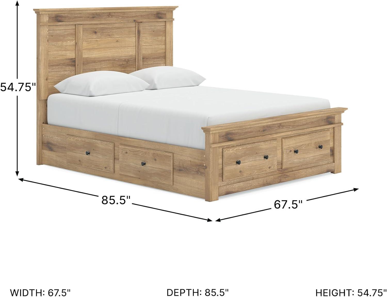 imageSignature Design by Ashley Fenderport Queen Bed Frame with Headboard Storage Drawers and Platform Design Engineered Wood for Bedroom Use Natural Brown