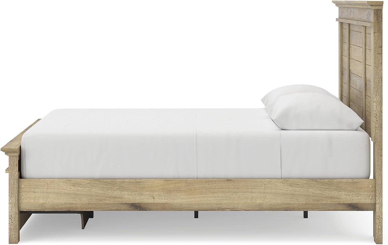 imageSignature Design by Ashley Fenderport Queen Bed Frame with Headboard Storage Drawers and Platform Design Engineered Wood for Bedroom Use Natural Brown