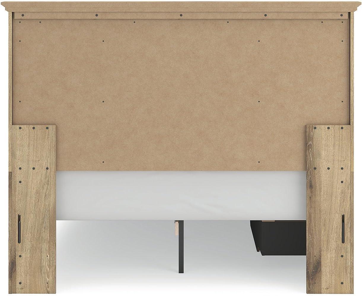 imageSignature Design by Ashley Fenderport Queen Bed Frame with Headboard Storage Drawers and Platform Design Engineered Wood for Bedroom Use Natural Brown