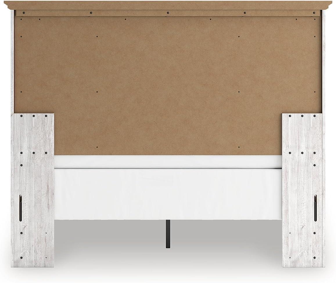 imageSignature Design by Ashley Fenderport Queen Bedframe with Headboard Panel Bed with Footboard and Rails Bedroom Furniture Cottage Style Whitewash Finish