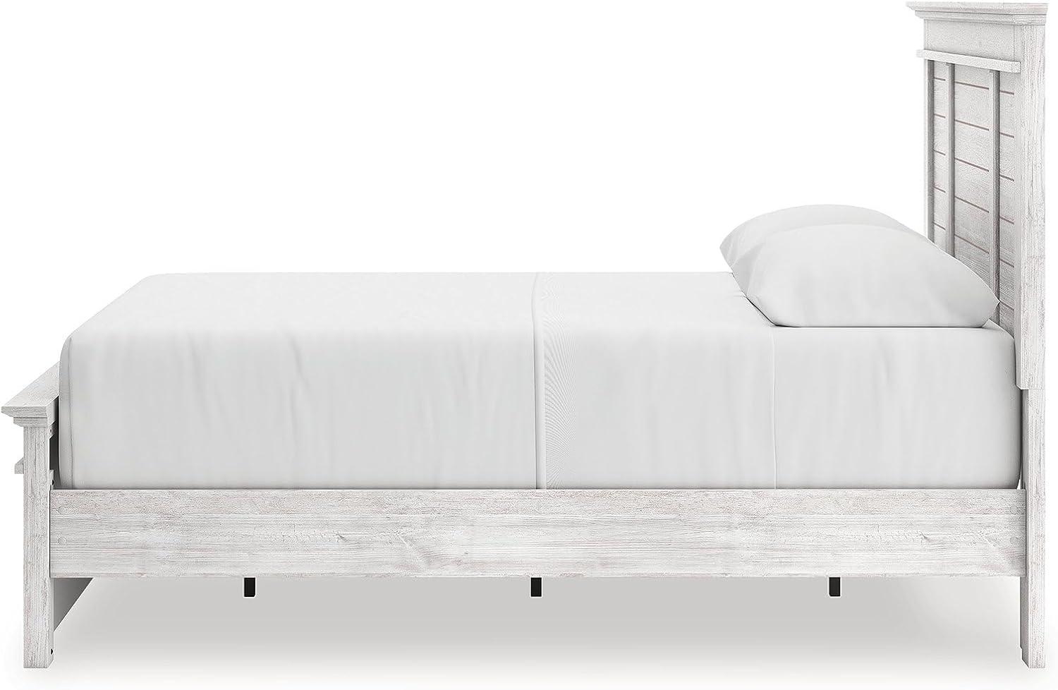 imageSignature Design by Ashley Fenderport Queen Bedframe with Storage Panel Platform Bed with Headboard Bedroom Furniture with 2 Drawers Whitewash Finish
