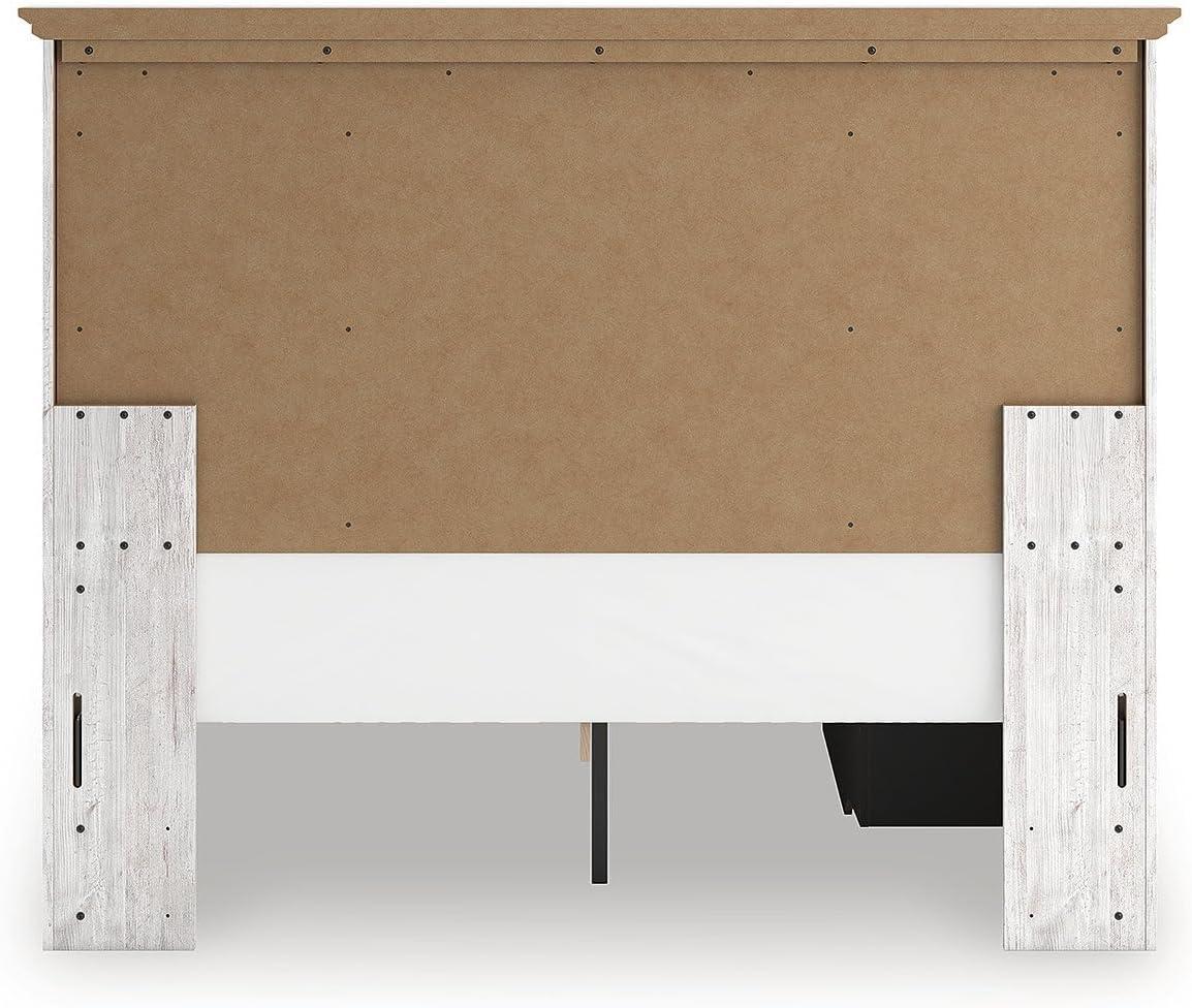 imageSignature Design by Ashley Fenderport Queen Bedframe with Storage Panel Platform Bed with Headboard Bedroom Furniture with 2 Drawers Whitewash Finish