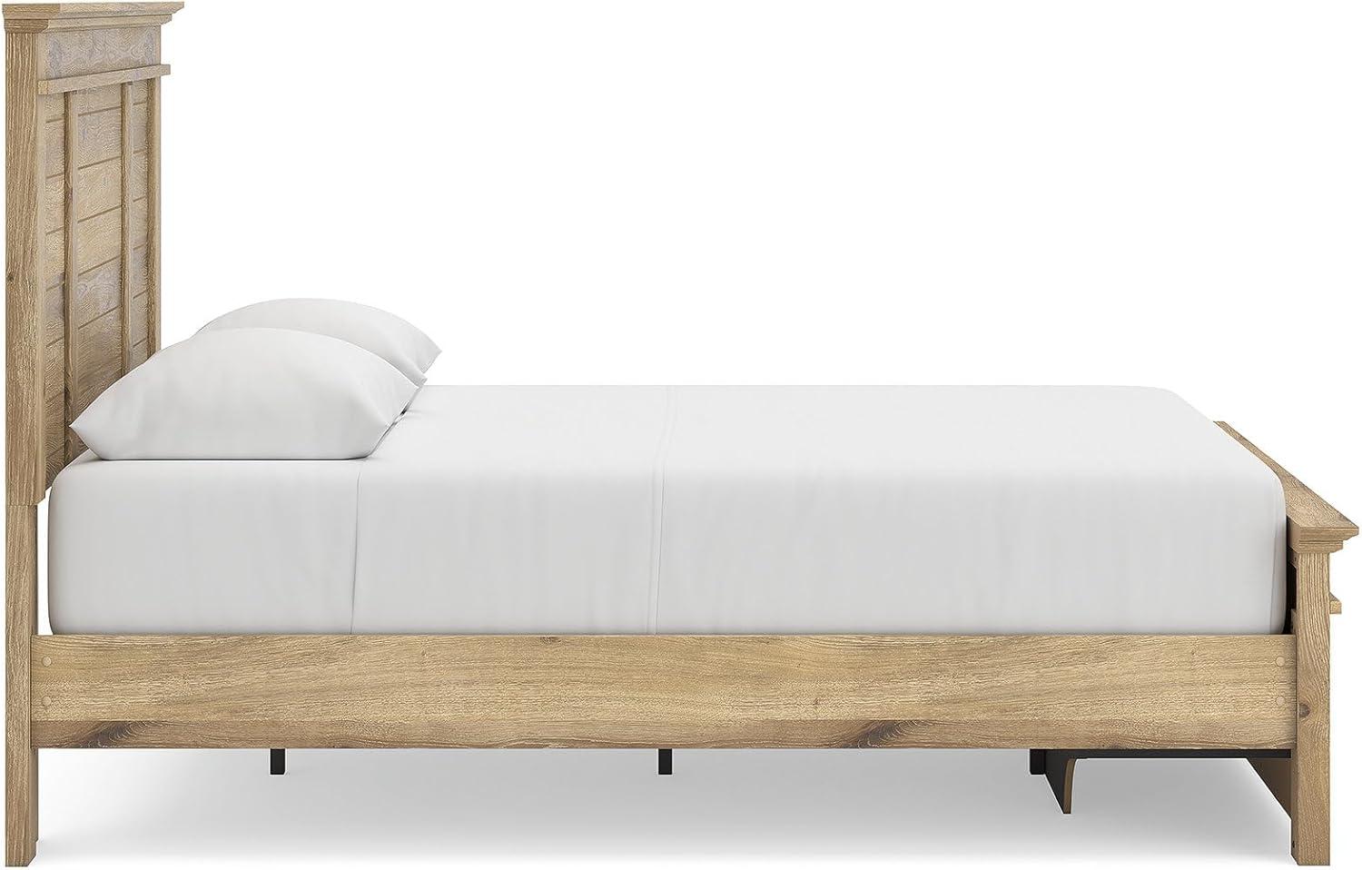 imageSignature Design by Ashley Fenderport Queen Bedframe with Storage Platform Bed with Headboard and 2 Drawers CottageInspired Bedroom Furniture in Natural Brown