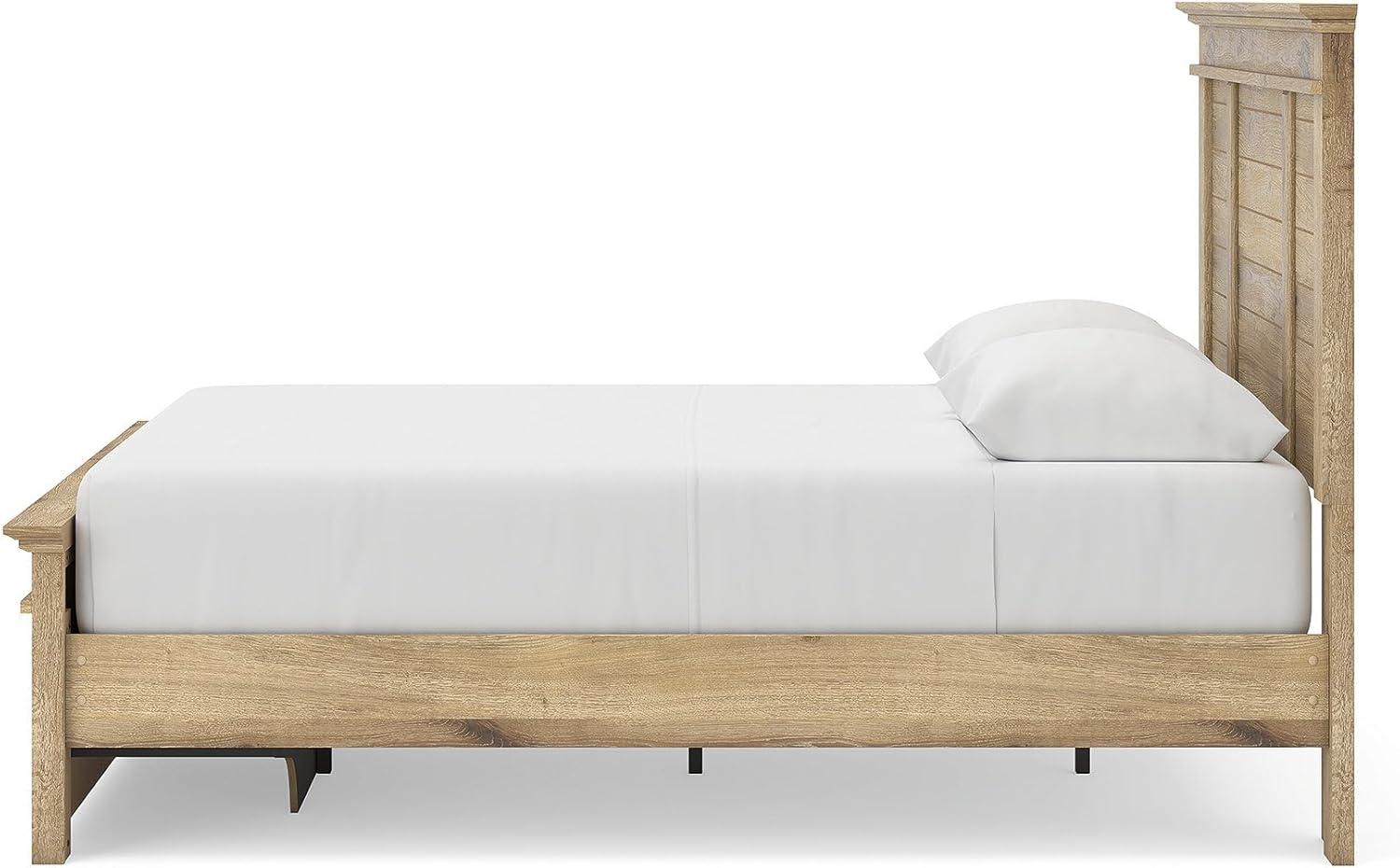 imageSignature Design by Ashley Fenderport Queen Bedframe with Storage Platform Bed with Headboard and 2 Drawers CottageInspired Bedroom Furniture in Natural Brown