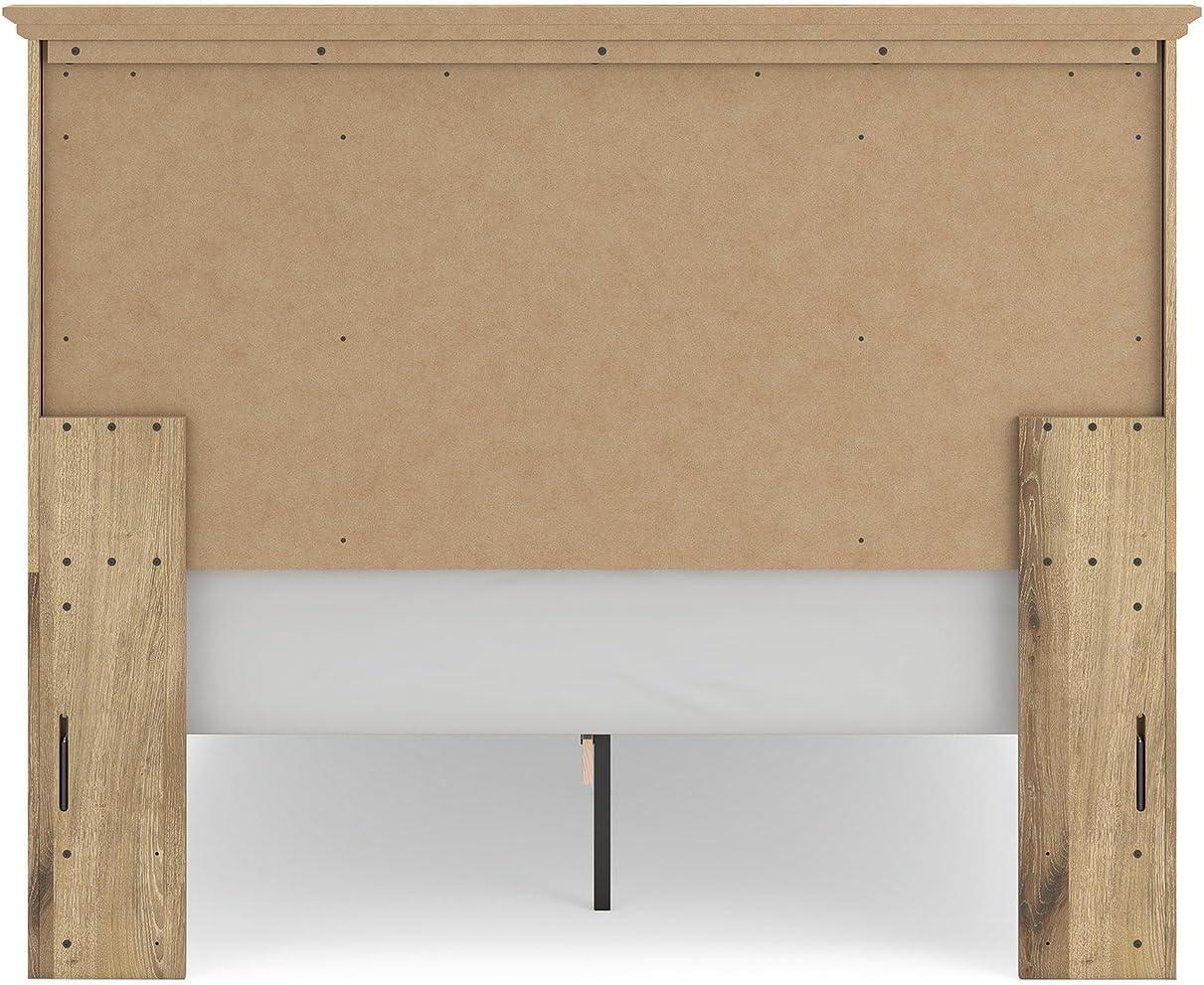 imageSignature Design by Ashley Fenderport Queen Bedframe with Storage Platform Bed with Headboard and 2 Drawers CottageInspired Bedroom Furniture in Natural Brown
