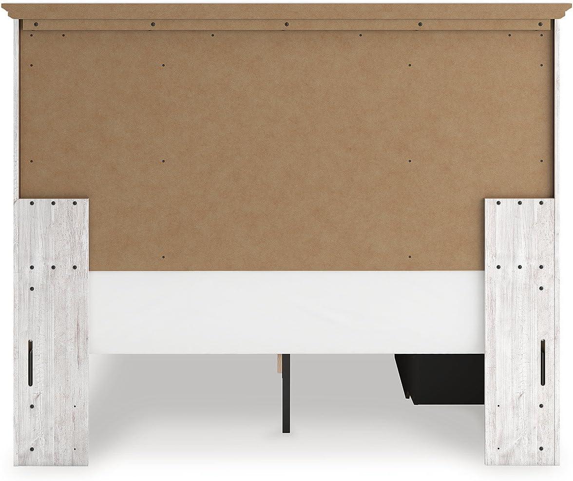 imageSignature Design by Ashley Fenderport Queen Panel Storage Bed Platform Bedframe with Headboard and Four Drawers Whitewash Finished Bedroom Furniture