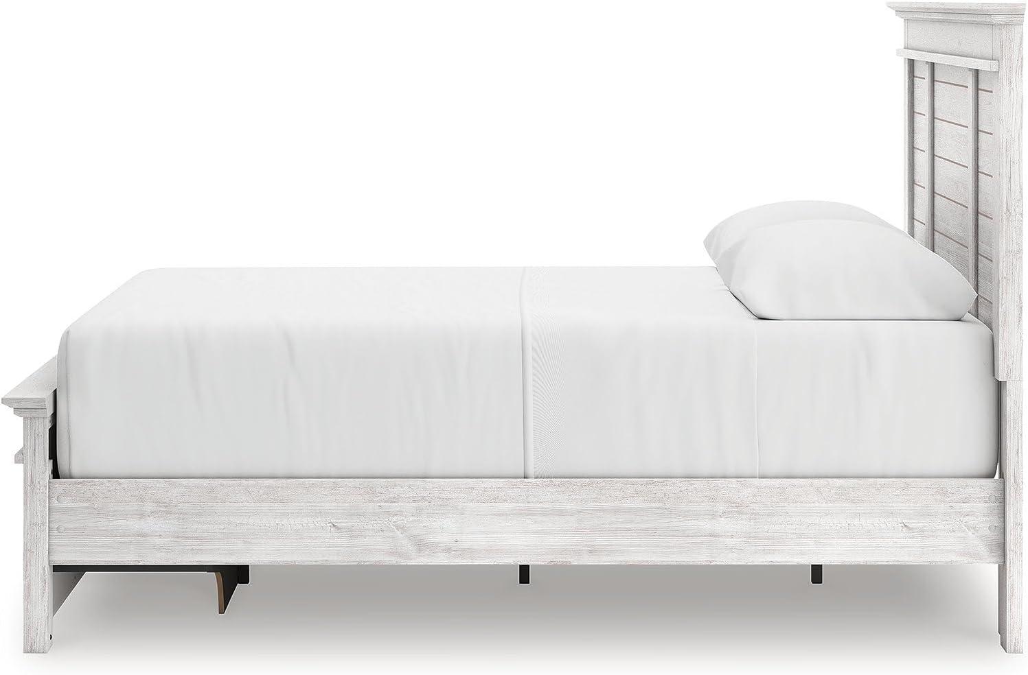 imageSignature Design by Ashley Fenderport Queen Panel Storage Bed Platform Bedframe with Headboard and Four Drawers Whitewash Finished Bedroom Furniture