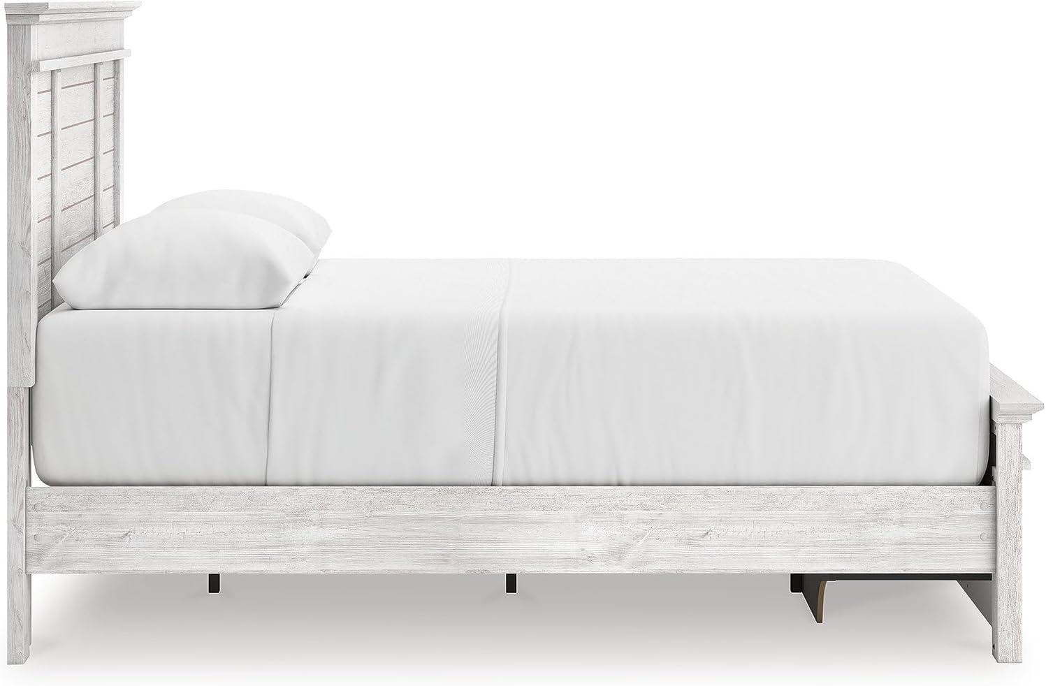 imageSignature Design by Ashley Fenderport Queen Panel Storage Bedframe with Headboard Platform Bed with 2 Drawers Bedroom Furniture for Everyday Use Whitewash Finish