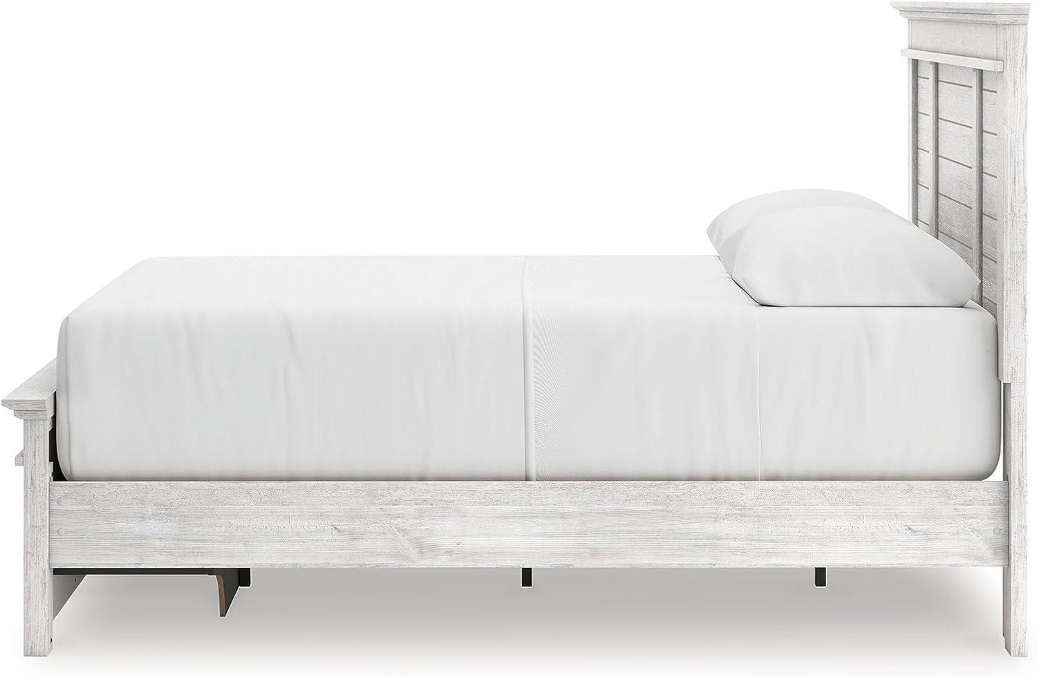 imageSignature Design by Ashley Fenderport Queen Panel Storage Bedframe with Headboard Platform Bed with 2 Drawers Bedroom Furniture for Everyday Use Whitewash Finish