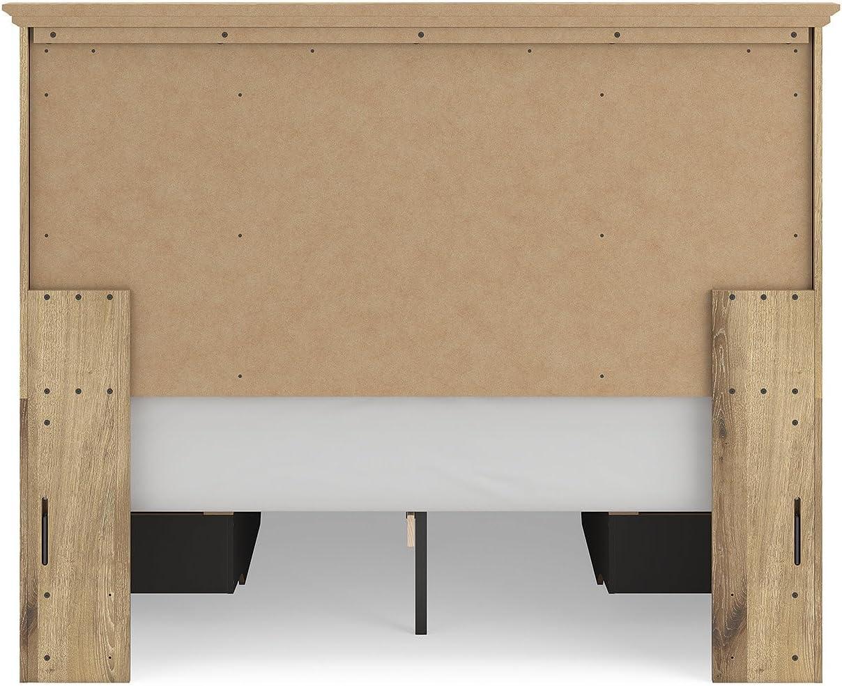 imageSignature Design by Ashley Fenderport Queen Size Bedframe with Storage Platform Bed with Headboard Panel Footboard and 4 Drawers Bedroom Furniture Natural Brown