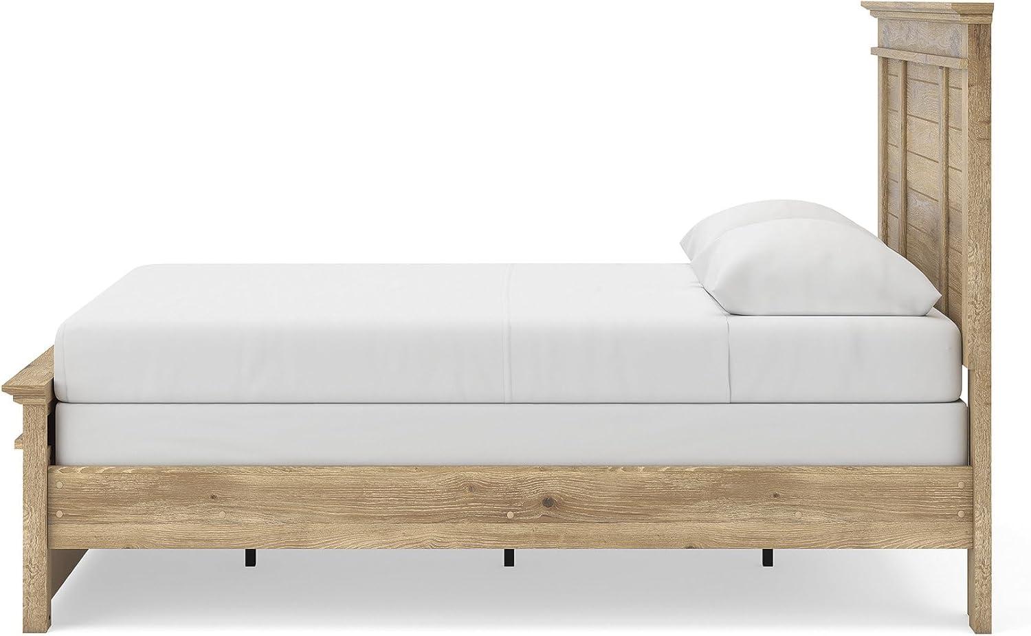 imageSignature Design by Ashley Fenderport Queen Sized Panel Bed Frame with Headboard Casual Cottage Style Bedroom Furniture Natural Brown Finish Bedframe