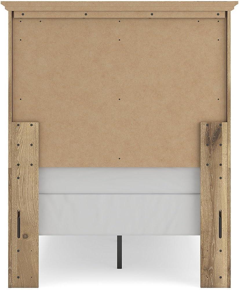 imageSignature Design by Ashley Fenderport Twin Bed Frame with Panel Headboard and Footboard Cottage Bedroom Style for Kids and Guest Rooms Natural Brown