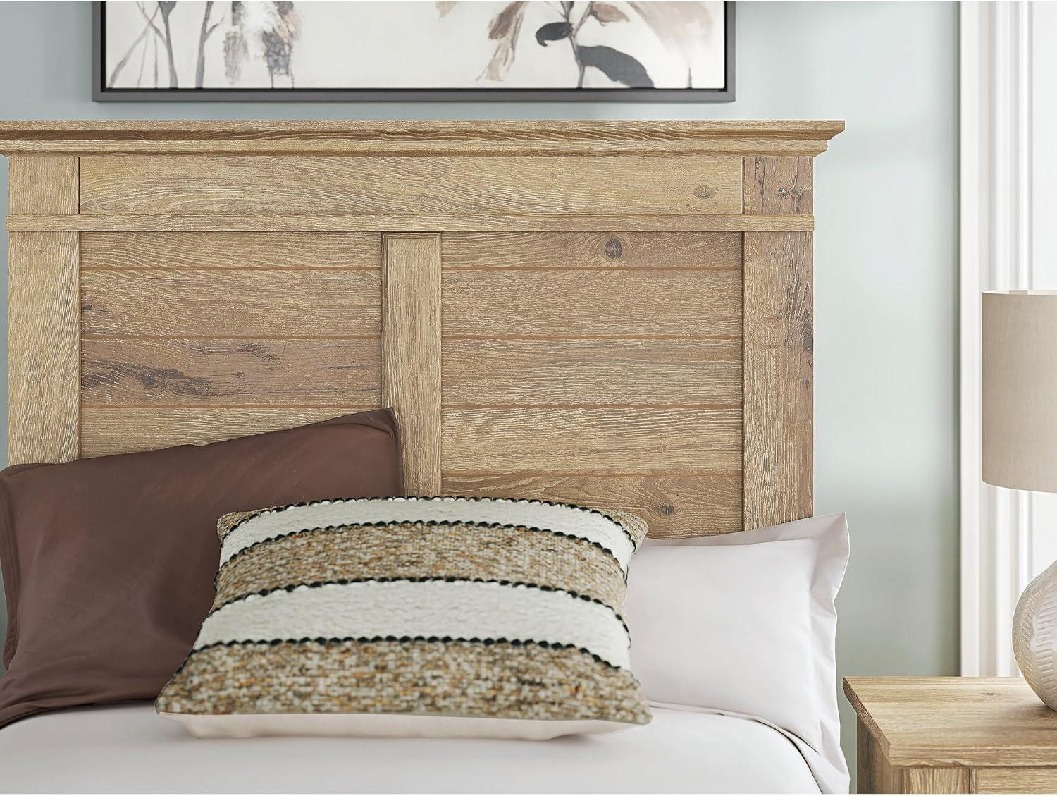 imageSignature Design by Ashley Fenderport Twin Bed Frame with Panel Headboard and Footboard Cottage Bedroom Style for Kids and Guest Rooms Natural Brown