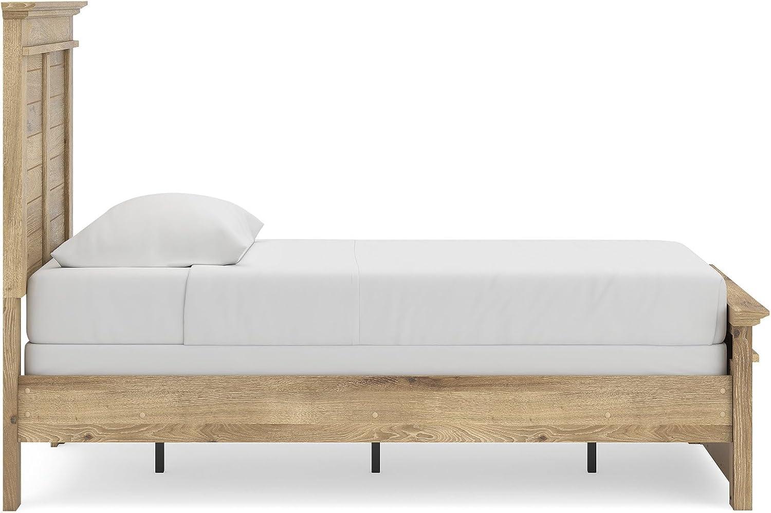 imageSignature Design by Ashley Fenderport Twin Bed Frame with Panel Headboard and Footboard Cottage Bedroom Style for Kids and Guest Rooms Natural Brown