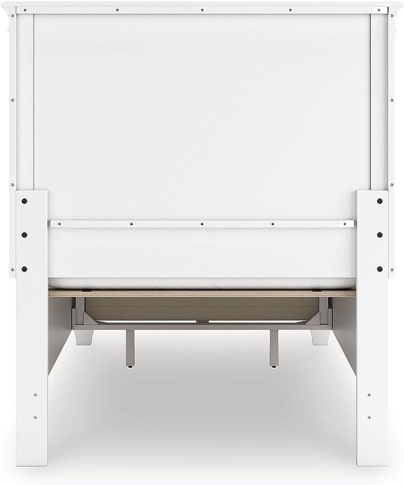 imageSignature Design by Ashley Fortman Twin Bed Frame with Headboard Storage Footboard with Drawer Platform Design Hardwood Solids and MDF Casual Bedroom Furniture White