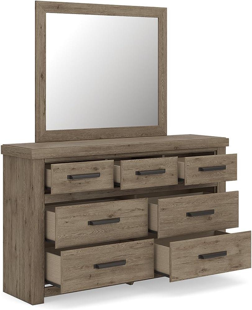 imageSignature Design by Ashley Garistyn Dresser with Mirror Rustic Bedroom Set with Wood and Decorative Laminate Horizontal Storage Furniture with Drawers