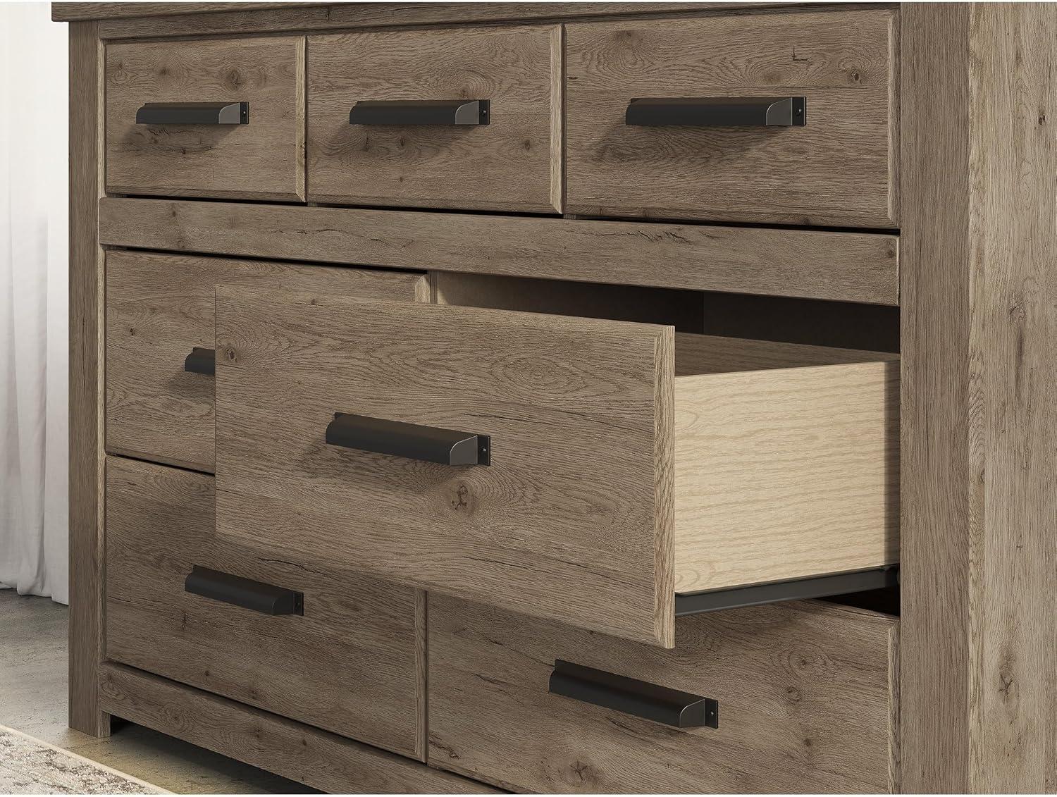 imageSignature Design by Ashley Garistyn Dresser with Mirror Rustic Bedroom Set with Wood and Decorative Laminate Horizontal Storage Furniture with Drawers