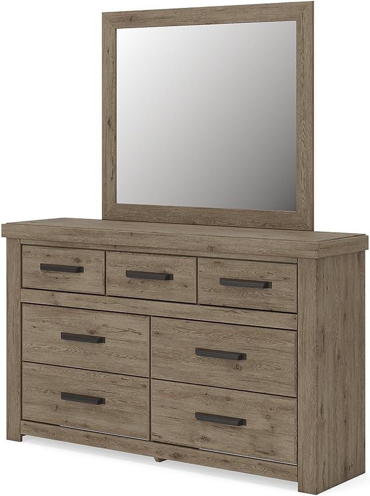 imageSignature Design by Ashley Garistyn Dresser with Mirror Rustic Bedroom Set with Wood and Decorative Laminate Horizontal Storage Furniture with Drawers
