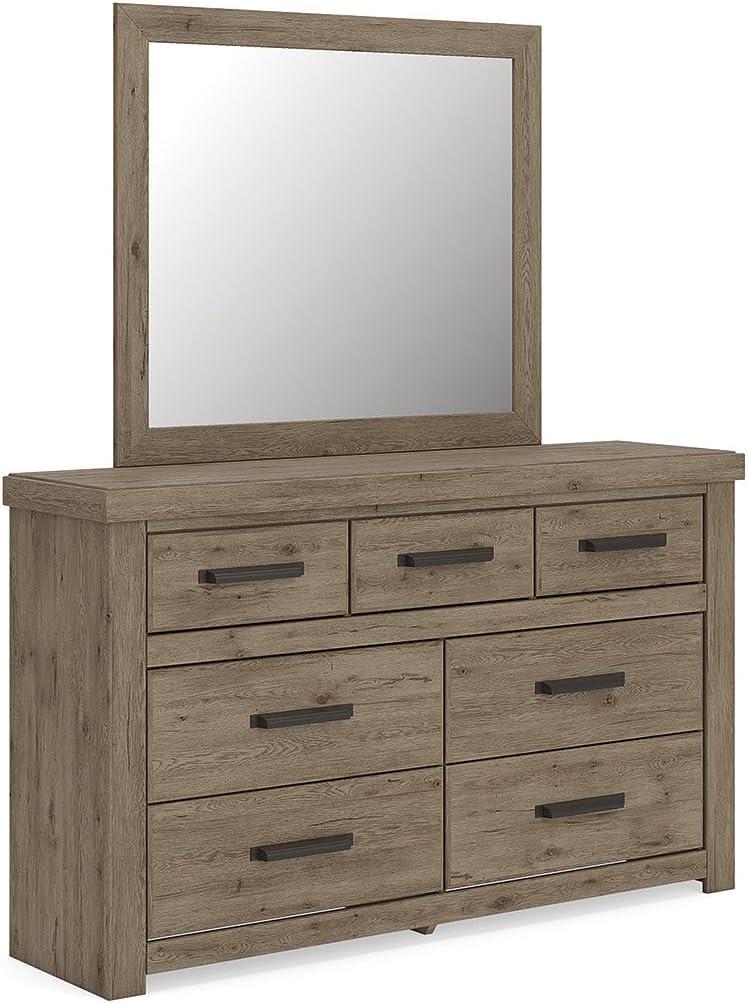 imageSignature Design by Ashley Garistyn Dresser with Mirror Rustic Bedroom Set with Wood and Decorative Laminate Horizontal Storage Furniture with Drawers
