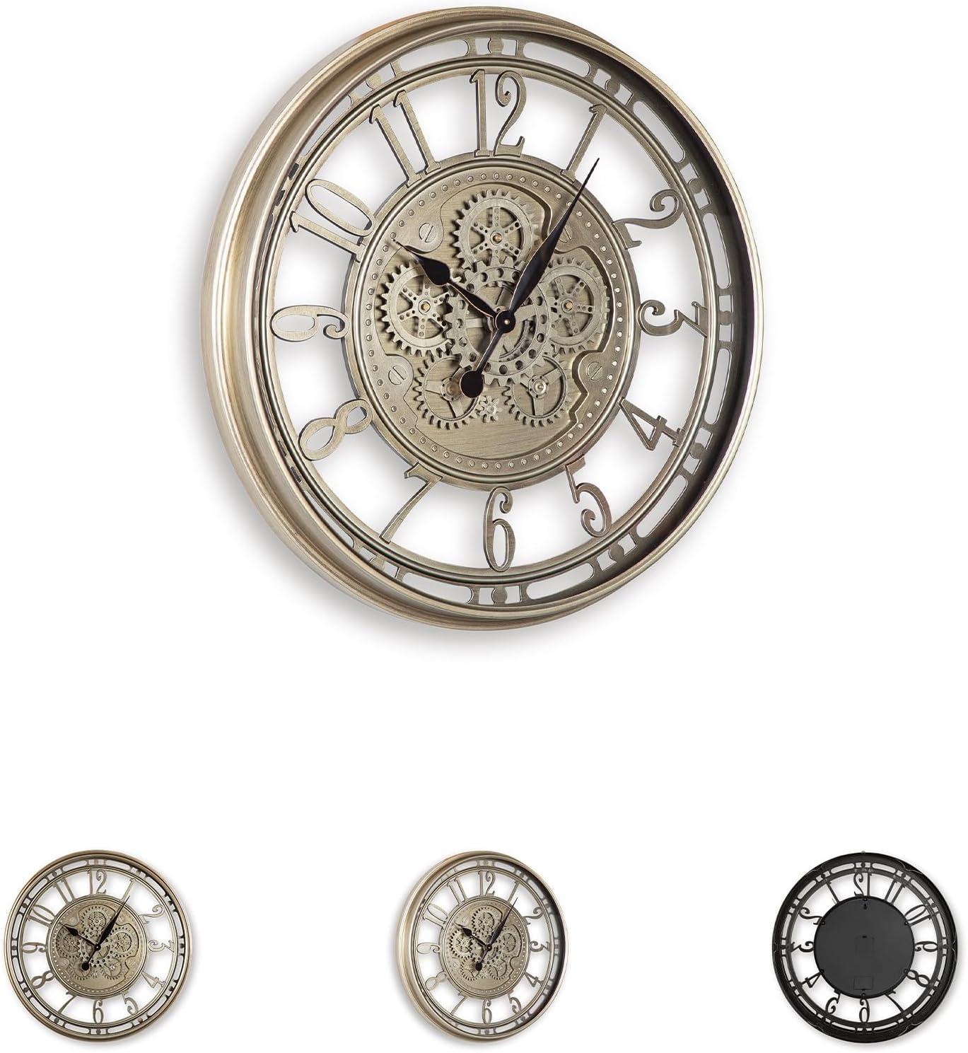 imageSignature Design by Ashley Gilover Traditional Metal Analog Quartz Wall Clock with Moving Gears Metallic amp Black